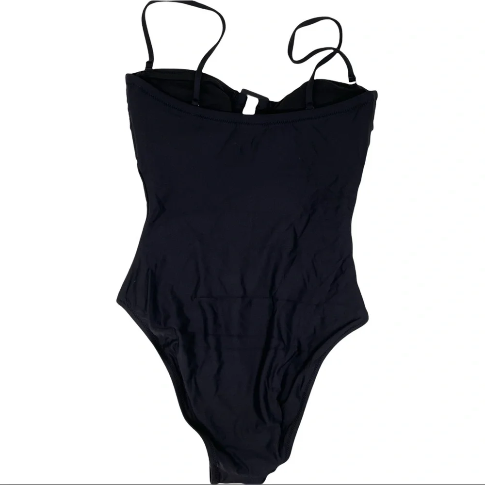 J. Crew Square-ring One-piece Swimsuit, Black Size 2 NWT